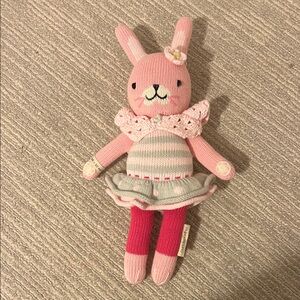 Cuddle + Kind Chloe Bunny Pink and Gray Knitted Bunny Plush Toy